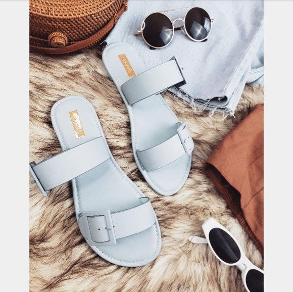 Shoes - La Playa// double buckled blue sandal